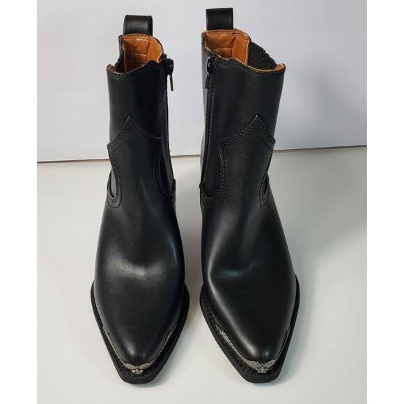 Zodiac Raylin Women's Western Boot 7 Black Pointed Silver Accent Toe - Picture 4 of 9